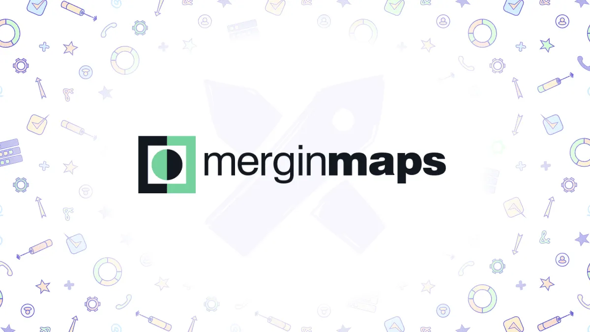 Mergin Maps logo with the Excalidraw logo in the background